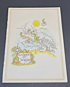 Pan American Rainbow Service Menu La Region des Caraibes 1970's - Picture 1 of 4