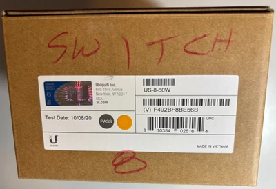 Conmutador Ethernet Gigabit Ubiquiti UniFi US-8-60W US8-60W US860W 8 puertos PoE SELLADO Foto 1 de 4