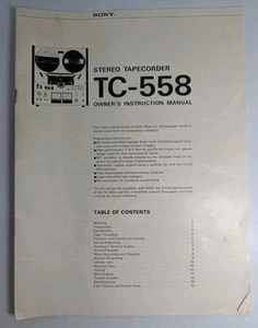 Sony TC-558 Reel to Reel Tonbandgerät Bedienungsanleitung - Bild 1 von 8