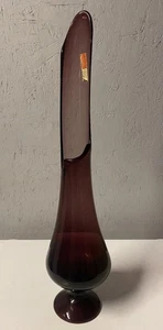LE Smith Amethyst Smoothie Swung Glass Vase, 23” Tall Swung Vase, Purple W/ Tag - Picture 1 of 14