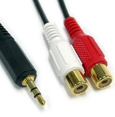5M 15FT 3.5mm Stereo Audio Plug to 2 RCA extension Cable Male TO Female GOLD - Image 1 of 3