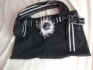 Handmade upcycled Jeans Bag Beach Bag Tote Handbag shoulderbag shabby chic - Picture 1 of 2