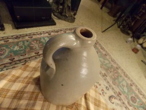 Antique MOONSHINE WHISKY Salt Glazed Stoneware Jug Bottle 11" Cracked Handle VG - Picture 1 of 6