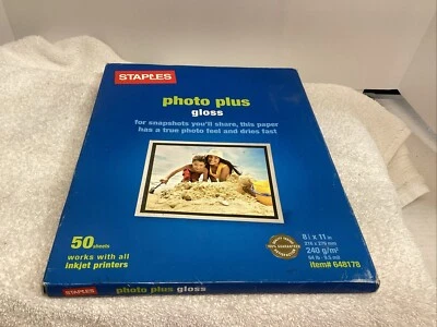 Staples Photo Plus Gloss 8.5x11 Inkjet Paper, 64lb. 50 Sheets (648178) - Image 1 of 2