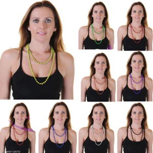 NEW LADIES NEON COLOURS 20-23" LONG PLASTIC BEADS NECKLACE FOR FANCY DRESS - Picture 1 of 10
