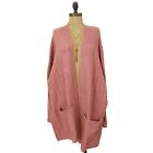 Topshop Open Long Cardigan Sweater Top Size 8/10 12 Pockets Pink NEW Tag $68  B7
