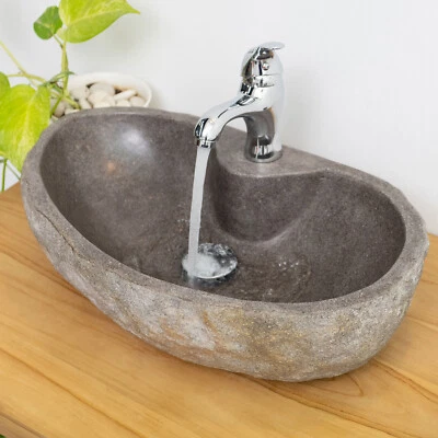 Wohnfreuden river stone sink approx. 40 cm natural stone wash bowl bathroom - Image 1 of 4