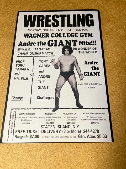 Póster promocional de lucha libre estilo vintage años 70 Andre the Giant 12"x18" Foto 1 de 1