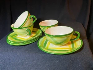 Vernonware Green California Gingham Cup & Saucer Sets (4) - Picture 1 of 3