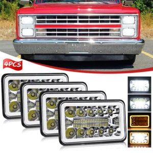 DOT 4PCS 4x6" LED Headlights Hi/Lo Beam DRL Fit Chevy C10 Pickup Truck 1981-1986 - Picture 1 of 16