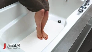 6 Tappetini Vasca da Bagno Bianco Peel & Stick Adesivi Hotel Antibagno 16"X34" - Foto 1 di 5