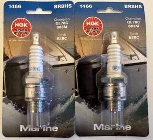 NGK Set of 2 Standard Nickel Spark Plugs Gap .028" Removable Nut BR8HS 1466 4322 - Picture 1 of 6