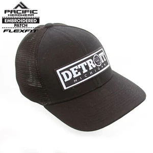 Detroit Gear Shift Box Woven Black Flex-Fit Pacific Fusion Trucker Cap - Picture 1 of 6