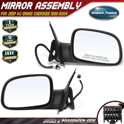 2Pcs Power Mirror w/ Manual Folding for Jeep WJ Grand Cherokee 1999 2000-2004 - Image 1 of 4