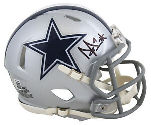 Cowboys Dak Prescott Authentic Signed Silver Speed Mini Helmet BAS Witnessed