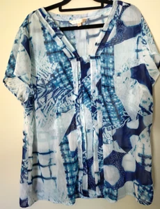 Noni B Plus Size 18 Blouse Top Shirt Blue White Business Office Cruise Party - Picture 1 of 10