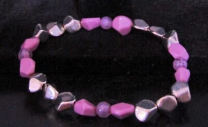 Purple & Silver-colored Metallic Stretch Bracelet - Picture 1 of 6