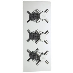 Hudson Reed Kristal Crosshead Concealed Shower Valve Triple Handle - Chrome - Picture 1 of 7