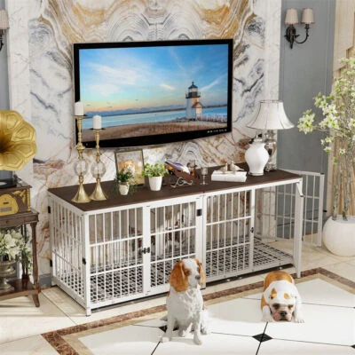 XL caixa de cachorro resistente gaiola canil para animais de estimação suporte de TV mesa lateral decoração sala de estar - Imagem 1 de 4