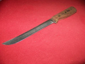 Vintage Chicago Cutlery Long 66S Wood Handle Butcher Knife 8 In Blade Exc - Picture 1 of 7
