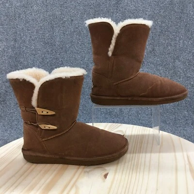 Bearpaw Boots Womens 8 Abigail Ankle Winter Shearling Flats 682W Brown Cow Suede - Image 1 of 4