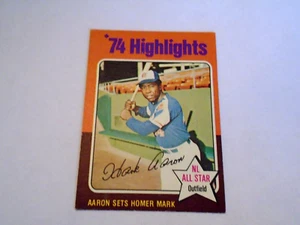 Topps #1 '74 Highlights 1975 Hank Aaron Salón de Primera Instancia casi como nuevo sin pliegues Braves O/C - Imagen 1 de 2