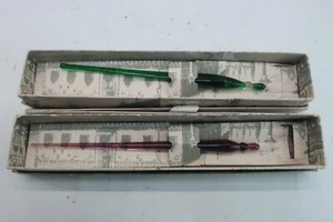 Andrea Boscolo Hand Blown Murano Glass Pink & Green Calligraphy Dip Pen - Italy - Picture 1 of 17