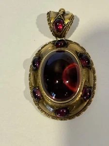 Antiguo colgante victoriano etrusco raro granate - Imagen 1 de 4