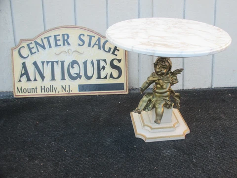 64020 Marble Top Cherub Lamp Table Stand Cover