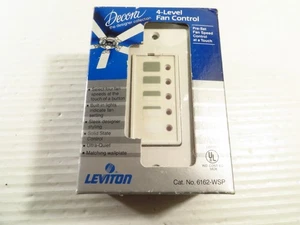 Leviton Decora 6162 Quiet Fan Speed Control w/ 4 Presets, Wall Mount Kit, White - Picture 1 of 5