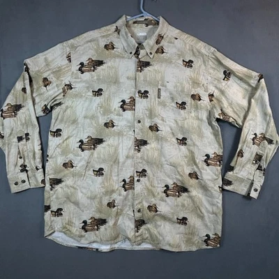 Columbia Shirt Mens XL River Lodge All Over Duck Print 100% Cotton Long Sleeve - Image 1 of 4