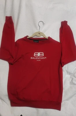 Balenciaga Paris Languages Red Crew Neck Sweater Mens Size S - Image 1 of 4