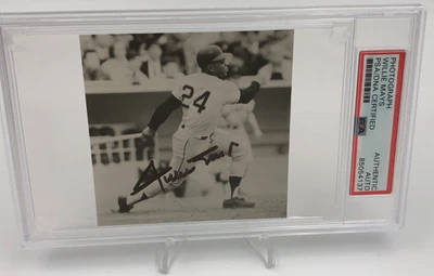 WILLIE MAYS AUTO PSA Authentic Signed 3.5x3.5" PHOTO larger slab GIANTS METS HOF - Image 1 of 4