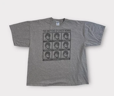Vintage Chuck Norris T-Shirt Men’s 2XL Gray Short Sleeve Y2K - Image 1 of 4