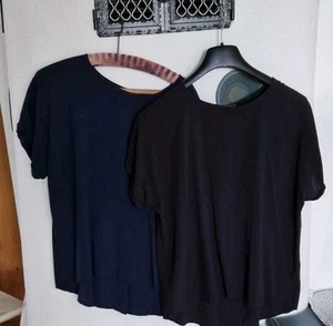 2x Montego Bluse Damen Oberteil Hemd Hemdbluse Gr. EU 44 Blau Schwarz Viskose - Bild 1 von 5