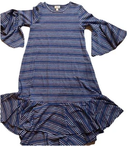LuLaRoe Maurine Striped 3/4 Sleeve Dress Women’s Size XS  Bell Sleeve Unicorn - Picture 1 of 12