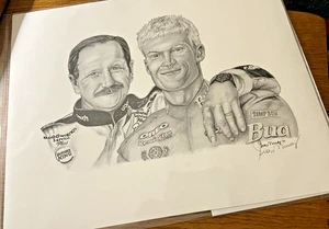 Dale Earnhardt Sr &Jr Together - 11 X 14 Signed 2001 Pencil Print George Murray - Picture 1 of 3