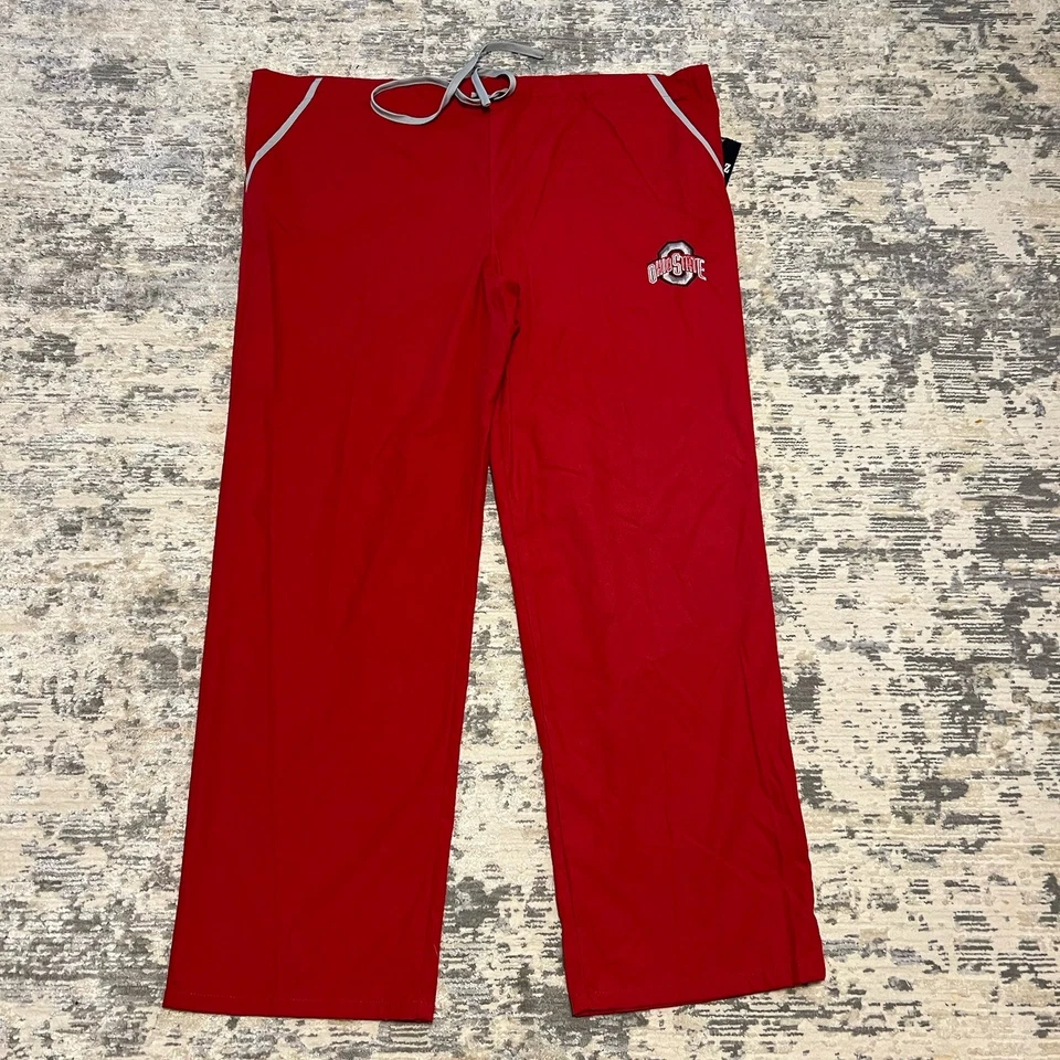 Dudz Scrub Men’s XL Red Ohio State University Buckeyes Medical Pants Drawstring - Image 1 of 4