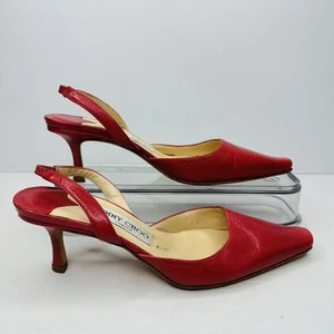 Jimmy Choo Slingback Heels Women's Size 35 EU Red Made in Italy Stiletto Shoes - Picture 1 of 10
