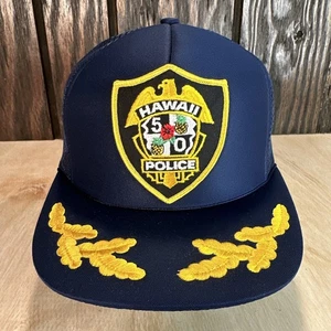 Sombrero de camionero de policía de Hawaii Snapback gorra parche cinco O 80s 90s huevo revuelto de colección - Imagen 1 de 11