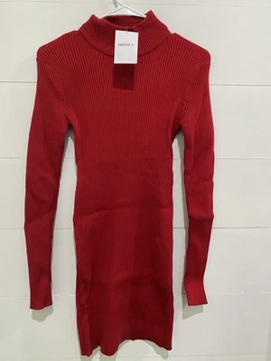 Forever 21, Turtleneck Sweater Dress, Red Ribbed, NWT, Women’s Medium - Image 1 of 4