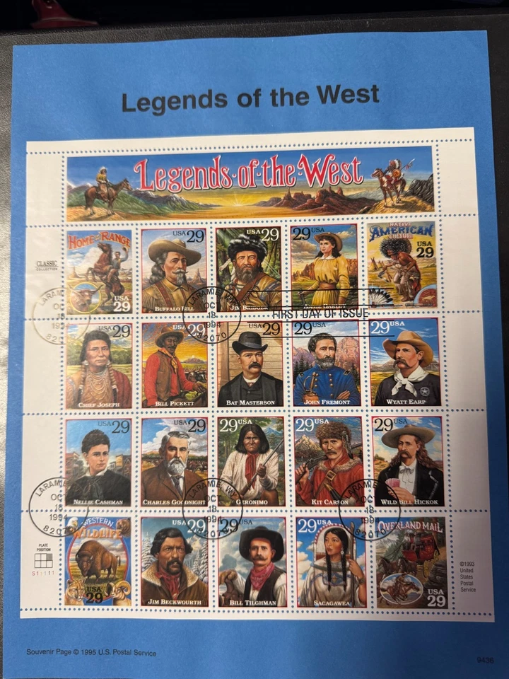 Scott #2869 Legends of the West Souvenir Page with FDC Cancellation SCV $15 1994 - Image 1 of 1