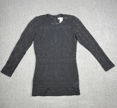 Isabel Marant Pour H&M Dress Womens 2 Black Lace Bodycon Long Sleeve Mini Mesh - Image 1 of 4
