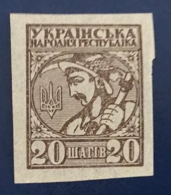 UCRANIA 1918 CAMPESINO UCRANIANO SC 2, IMPERFECTO. PAPEL FINO 20 SH #4 MNH Foto 1 de 2