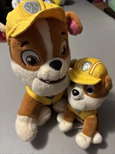 Paw Patrol Rubble Small And Large Plush 6 And 10 Inch “On The Double” - Picture 1 of 5