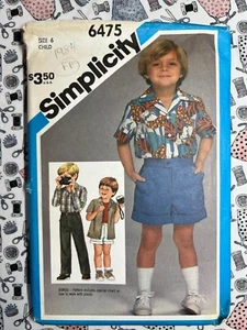 Simplicity Sewing Pattern 6475 Child's Pants Shorts & Short Size 6 FF UNCUT - Picture 1 of 2