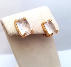 Vintage Swarovski Solitare Earrings Clear Crystal Rectangles Clip On Stamped - Picture 1 of 4