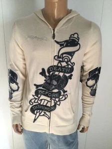 Ed Hardy Full Zip Hooded Jacket Leather Eagle Logo “Sample” Size L - Picture 1 of 8