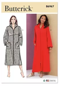 Butterick Sewing Pattern 6967 Womens 20W-38W Easy Zip Front Robe Caftan Hood Var - Picture 1 of 6