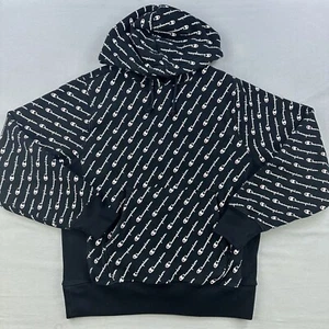 Champion Reverse Weave Hoodie Sweatshirt Herren M Schwarz Spellout AOP Pullover - Bild 1 von 9